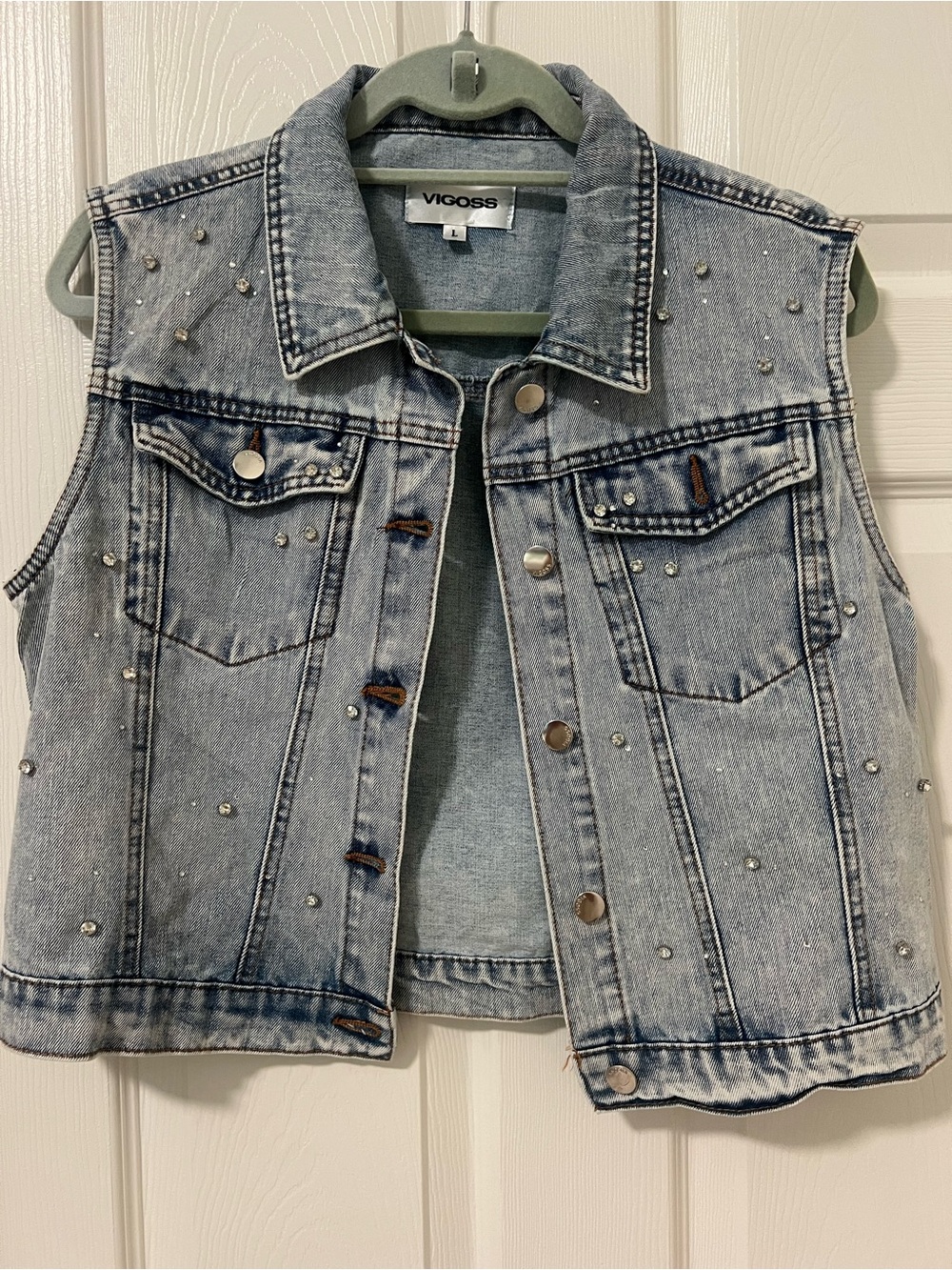 Vigoss Light Blue Studded Denim Vest